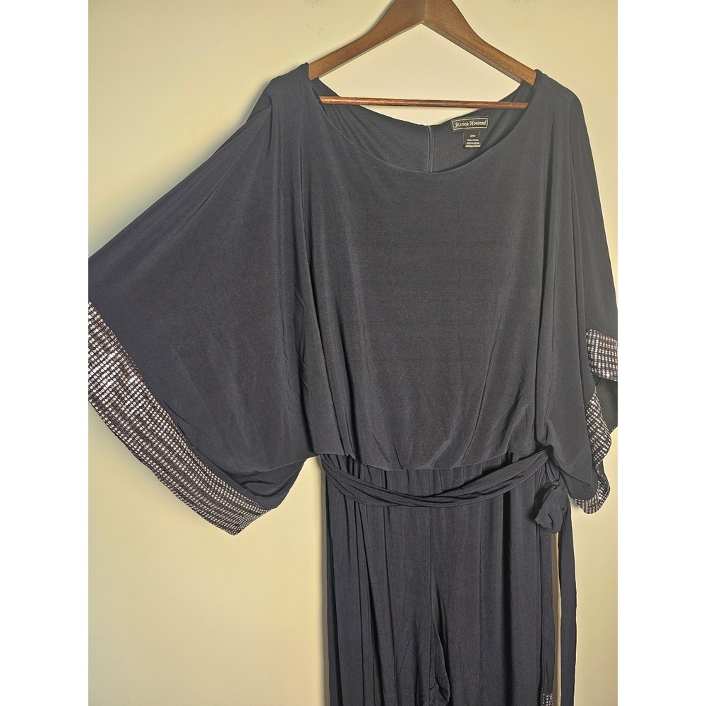Jessica Howard Navy Blue Jumpsuit with Beaded Cuff Detail